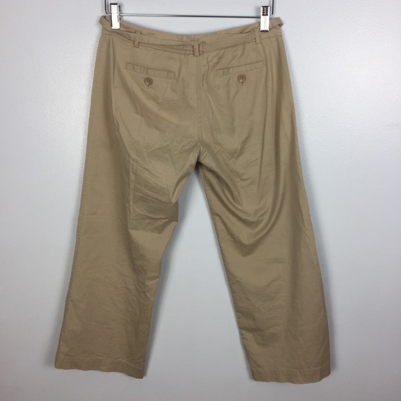 Anthropologie Khaki Button Front Belted Crop Pant - Picture 5 of 6